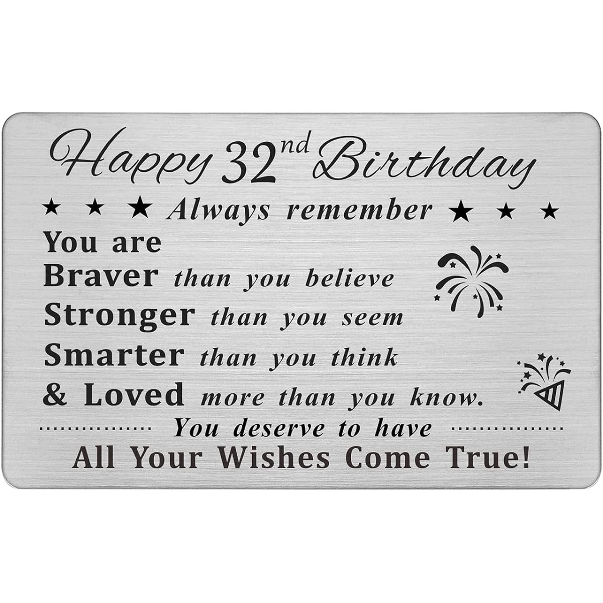 DEGASKEN Happy 32nd Birthday Card - Birthday Gifts for 32 Year Old Men and Women - 32nd Birthday Decorations for Him and Her Permanently Engraved Wallet Card