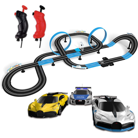 AGM MASETCH High Speed Series Slot Car Dual Race Track Set MR-10L 1:64 Scale with 3 Cars & Lap Counter