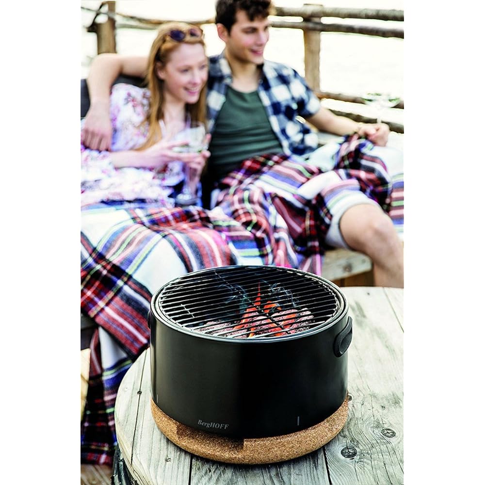 Berghoff Table BBQ Table BBQ Grill Black Carbon Steel Camping Outdoor 2415600 Black