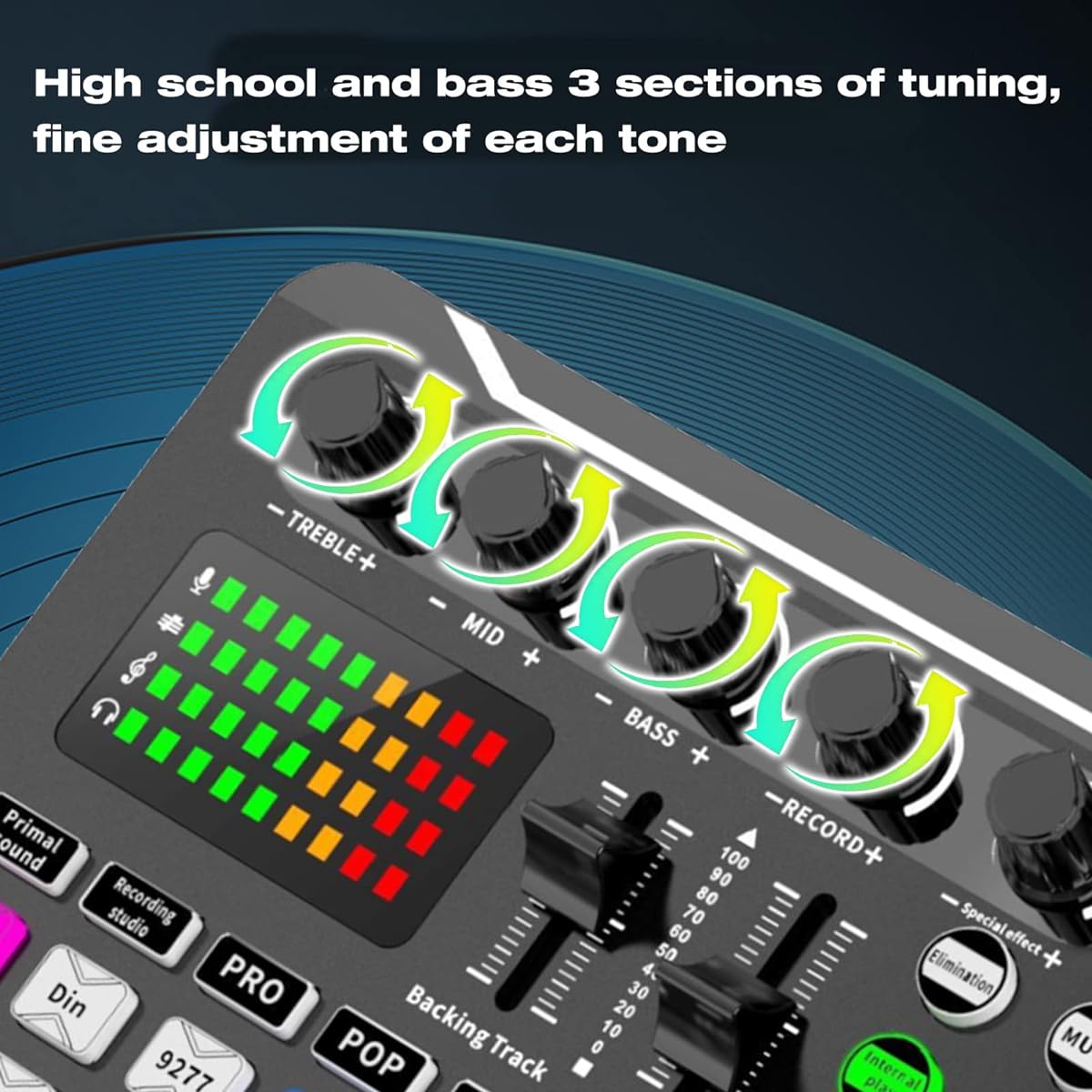 Sound Mixer Board Voice Changer Sound Card with Multiple Sound Effects Live Sound Card for Live Streaming Audio Mixer for Music Recording/Karaoke/Singing/Broadcasting
