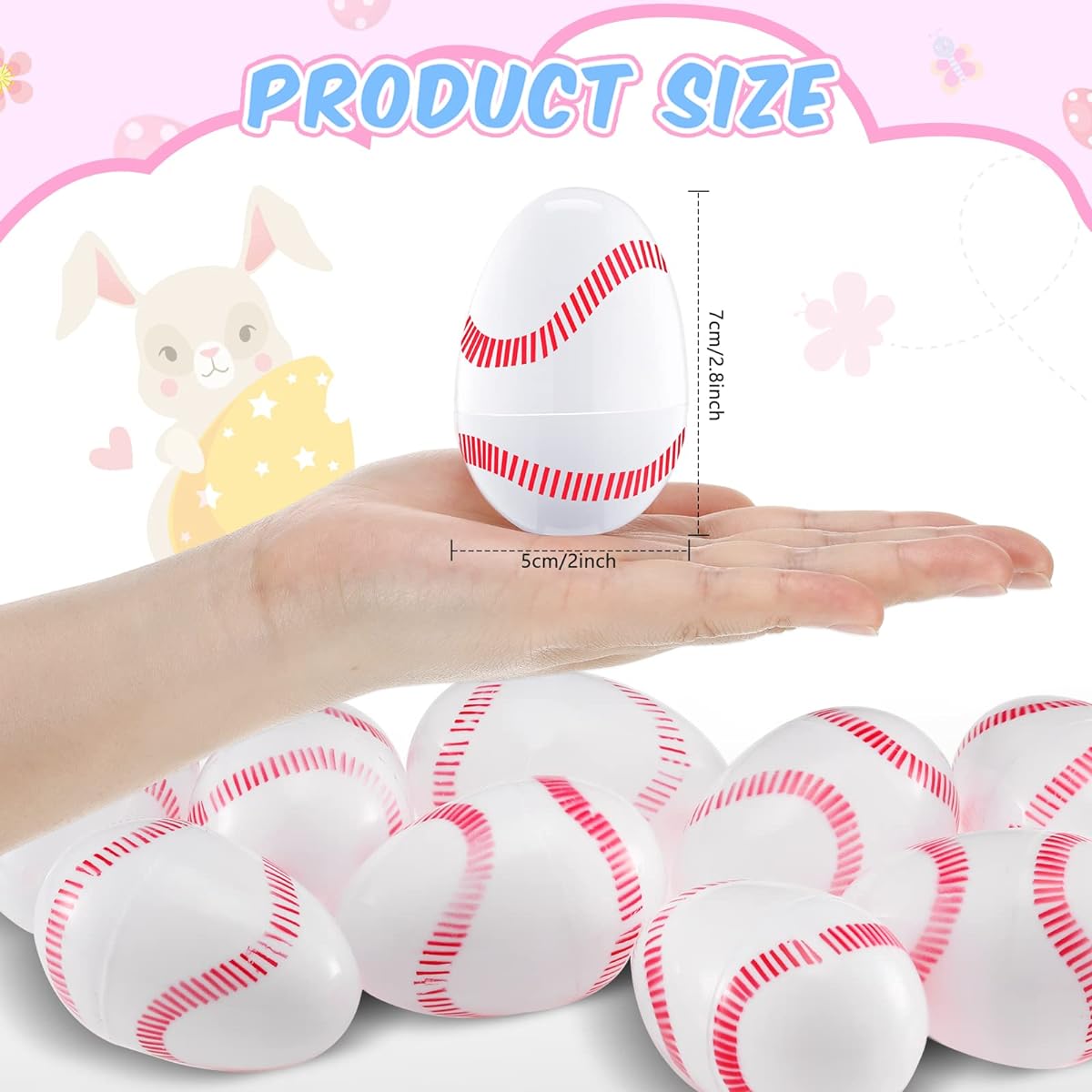 Skylety Baseball Plastic Easter Eggs Sports Fillable Easter Eggs Party Easter Hunt Easter Decorations Surprise Eggs and Basket Stuffers for Sports Enthusiasts Team Party Favors 24 Pieces
