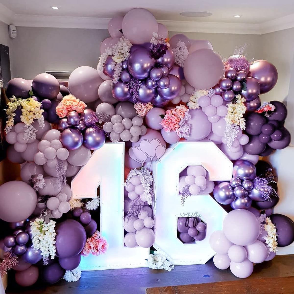 Purple Balloon Garland Lavender Double Plush Balloons Pastel Lilac Balloon Arch Kit Latex Metallic Dark Purple Balloon Set Birthday Baby Shower Encanto Wednesday Adams