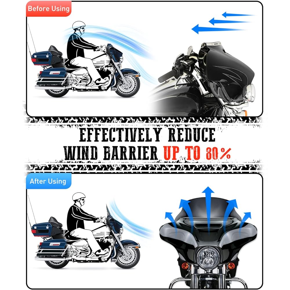 ANONEMOTO 10" Black Wave Windshield Windscreen Wind Splitter Compatible with Harley Touring 2014-2023 Street Glide Electra Glide Ultra Classic Tri Glide FLHTCU FLHTCUL FLHXSE FLHTK