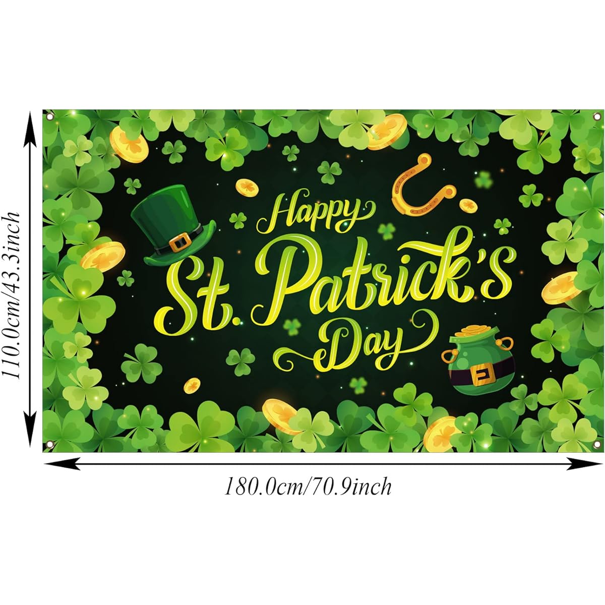 St. Patrick's Day Background Banner Decoration Large Fabric Clover Backdrop Decoration Background Banner Irish Shamrock Leaf Party Supplies