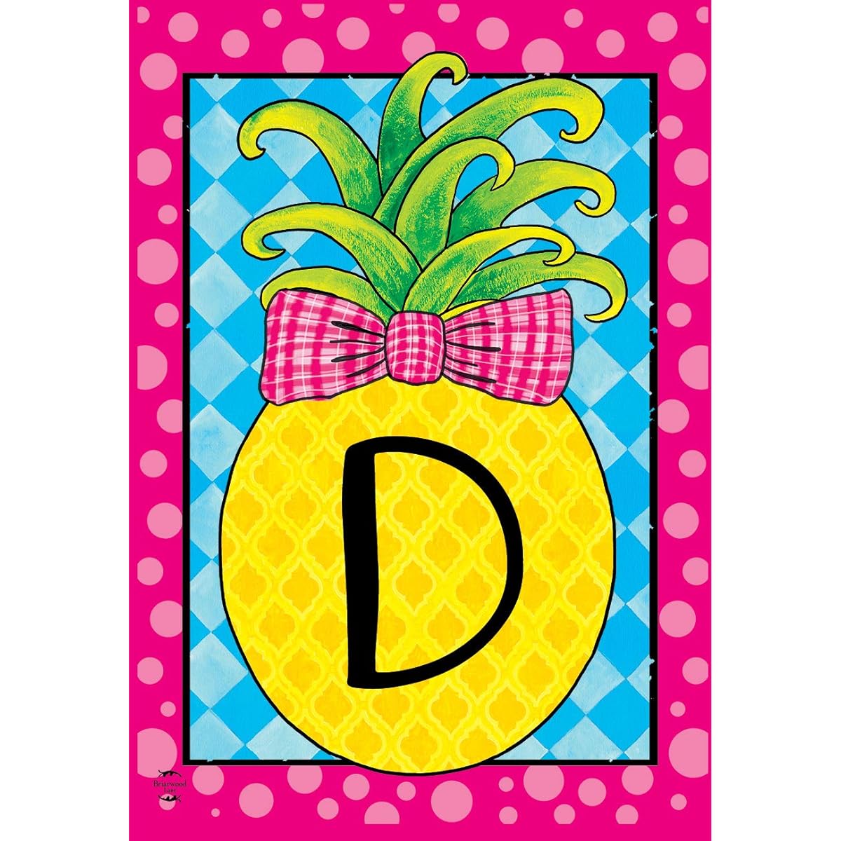 Pineapple Monogram Letter D Garden Flag Everyday Briarwood Lane 12.5" x 18"