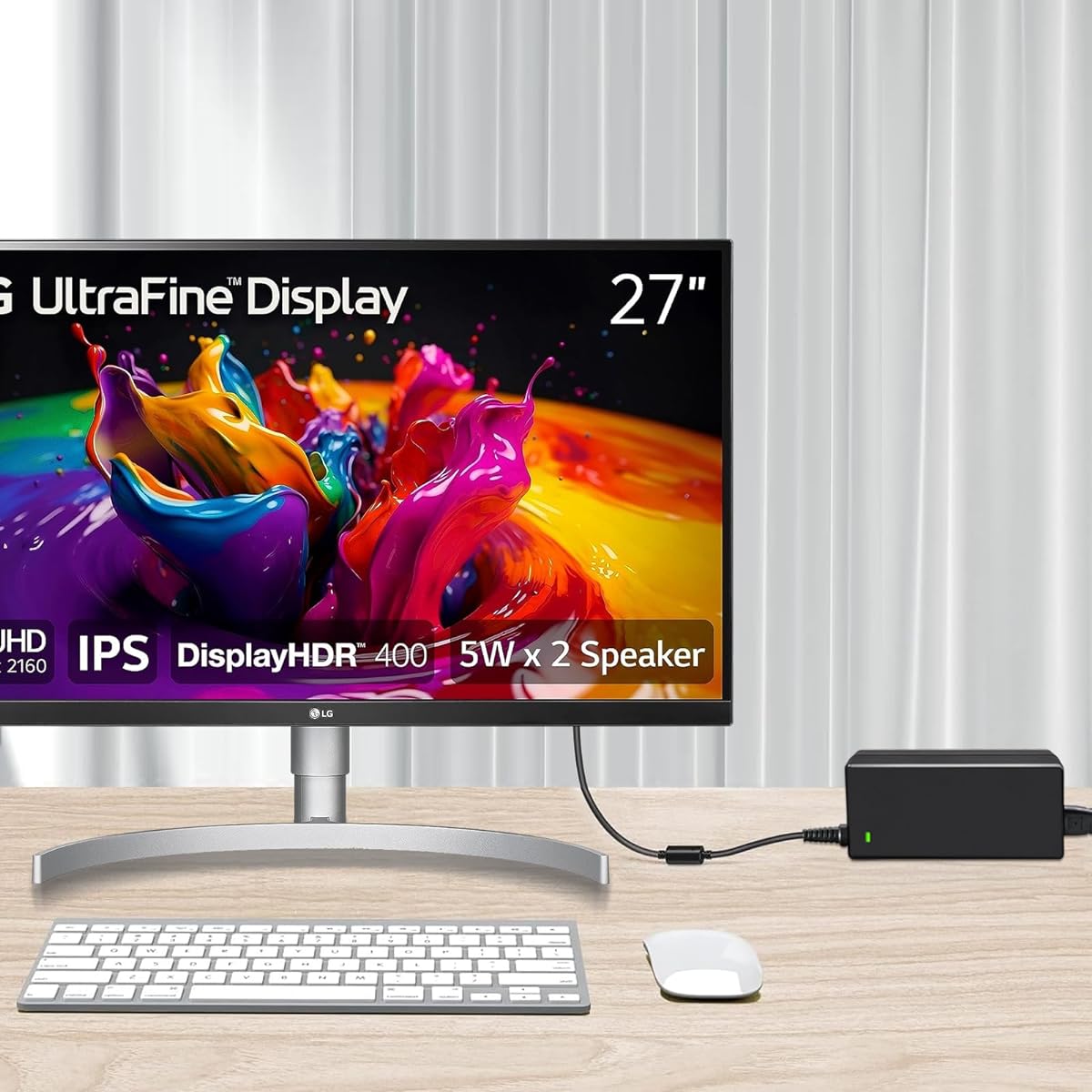 Mareisa 19V 3.42A LG Monitor Power Supply DC 19 Volt Power Cord 65W AC Adapter for LG Monitor 34" 32" 29" 27" 24" 23" 22" 20" 19" Ultra Wide IPS Curved LED 4K UHD LCD Widescreen en Monitor ADS -25FSG
