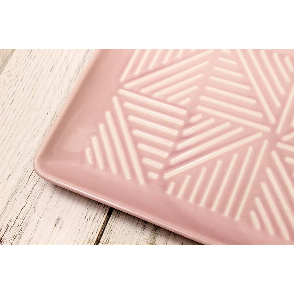 [Commercial Set] Hasamiyaki Morning Square Plate Set of 10, Pink