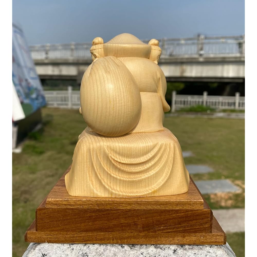 Wood carving Buddha statue, Three-faced Daikokuten, 15cm, high-quality wood carving made of cypress wood, Buddha statue, figure, Seven Lucky Gods, ornament, guardian deity of success in life, success in business, prosperity in business, warding off evil
