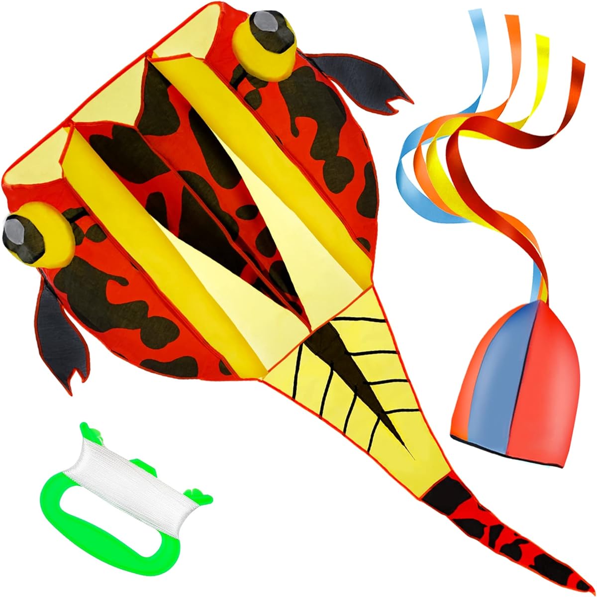 Kite Giant 3D Tadpole Frameless Soft Parafoil Kite for Kids 4-8 Adults Easy Flyer Kite for Beach Park Yard Playground with 50m Line and Kite Tail