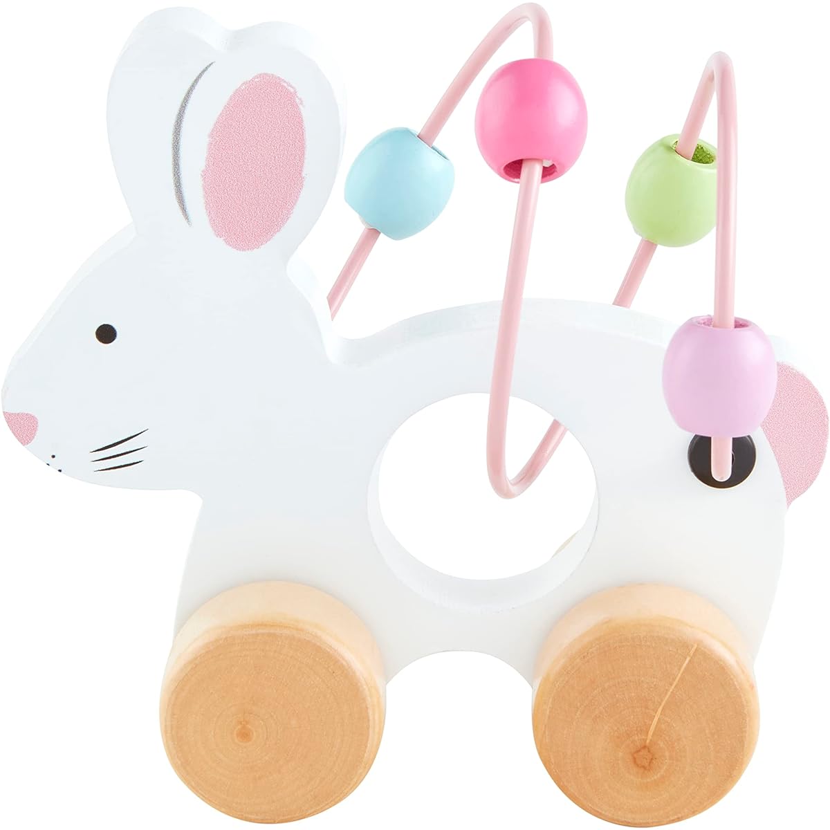 Mud Pie Bunny Abacus Toy Pink 5" x 5"