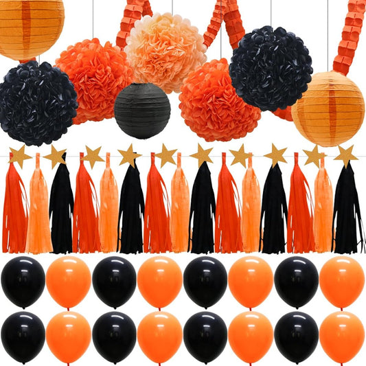 43pcs Hanging Party Decoration Supplies Kit - Tissue Paper Flowers Pom Poms Lanterns Tassels Garland Banner Leaf Clover Garland 18 Balloons for Baby Sunshine Birthday Bridal Shower Wedding (XIAOYU-8)