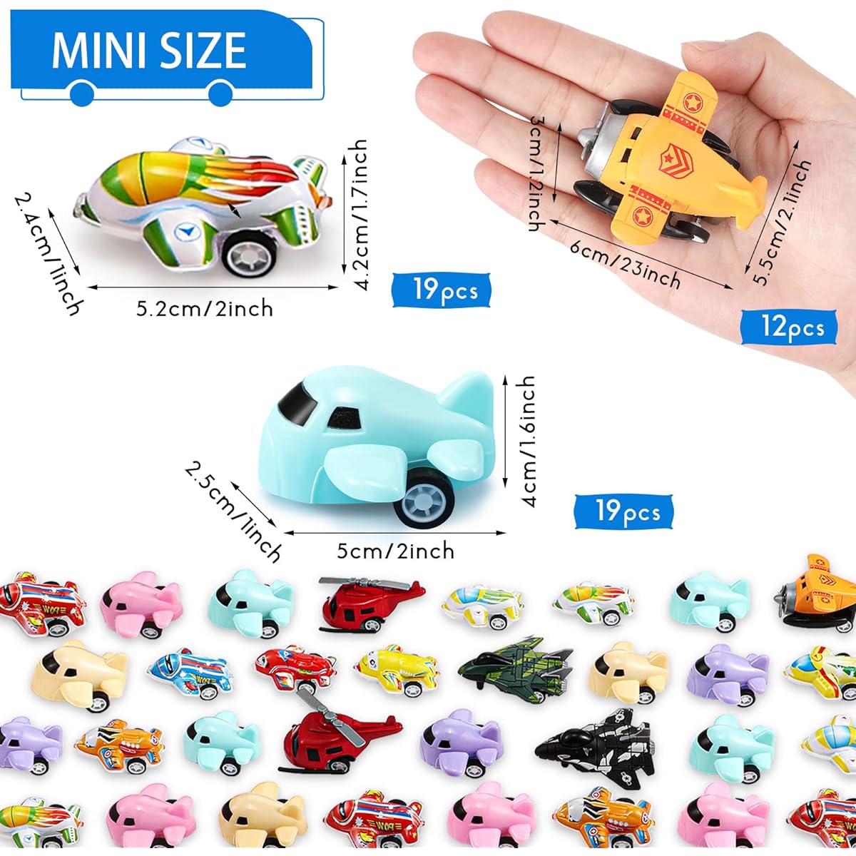 50pcs Small Plane Toys Mini Planes Treasure Chest Toys for Classroom Pull Back Planes Party Favors Fighter Jet Toys Helicopter Toy Planes Playset Figures for Birthday Gifts Goodie Bag Fillers