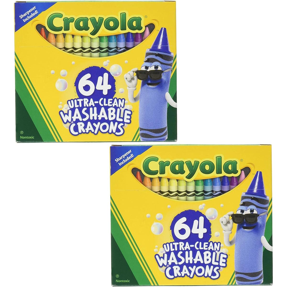 52-3287 Ultra Clean Washable Crayons, 64 Classic Colors with Built in Sharpener Assorted, Standard - 2 Pack