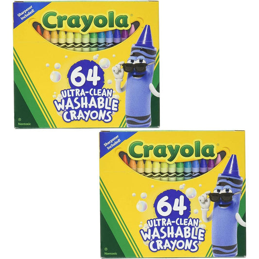 52-3287 Ultra Clean Washable Crayons, 64 Classic Colors with Built in Sharpener Assorted, Standard - 2 Pack