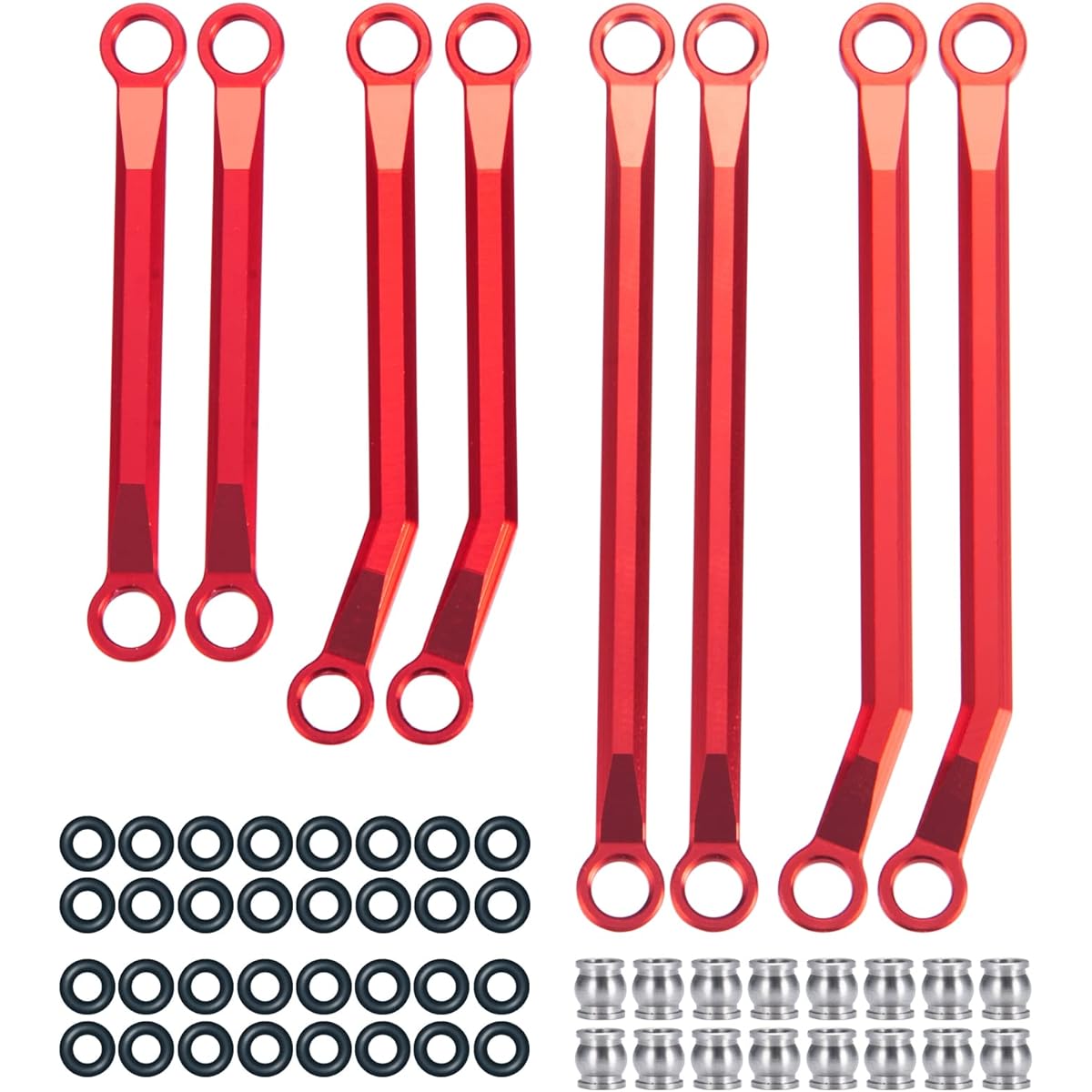 Benedict Harry TRX4M Metal Chassis Linkage High Clearance Steering Link Set for 1/18 TRX4-MRC Crawler Car Upgrade Red