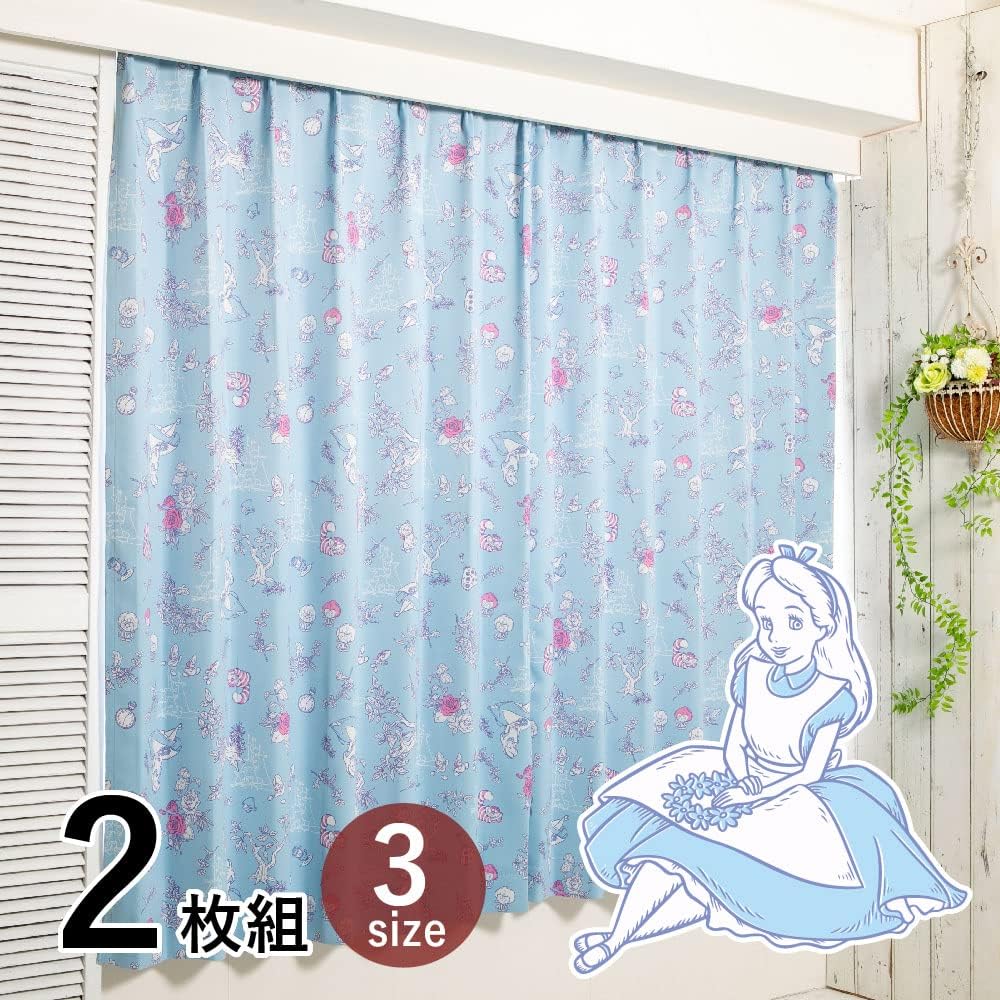Disney Alice in Wonderland Grade 2 Blackout Thermal Curtains, Set of 2, Width 100 x 135cm Length SB-638-D