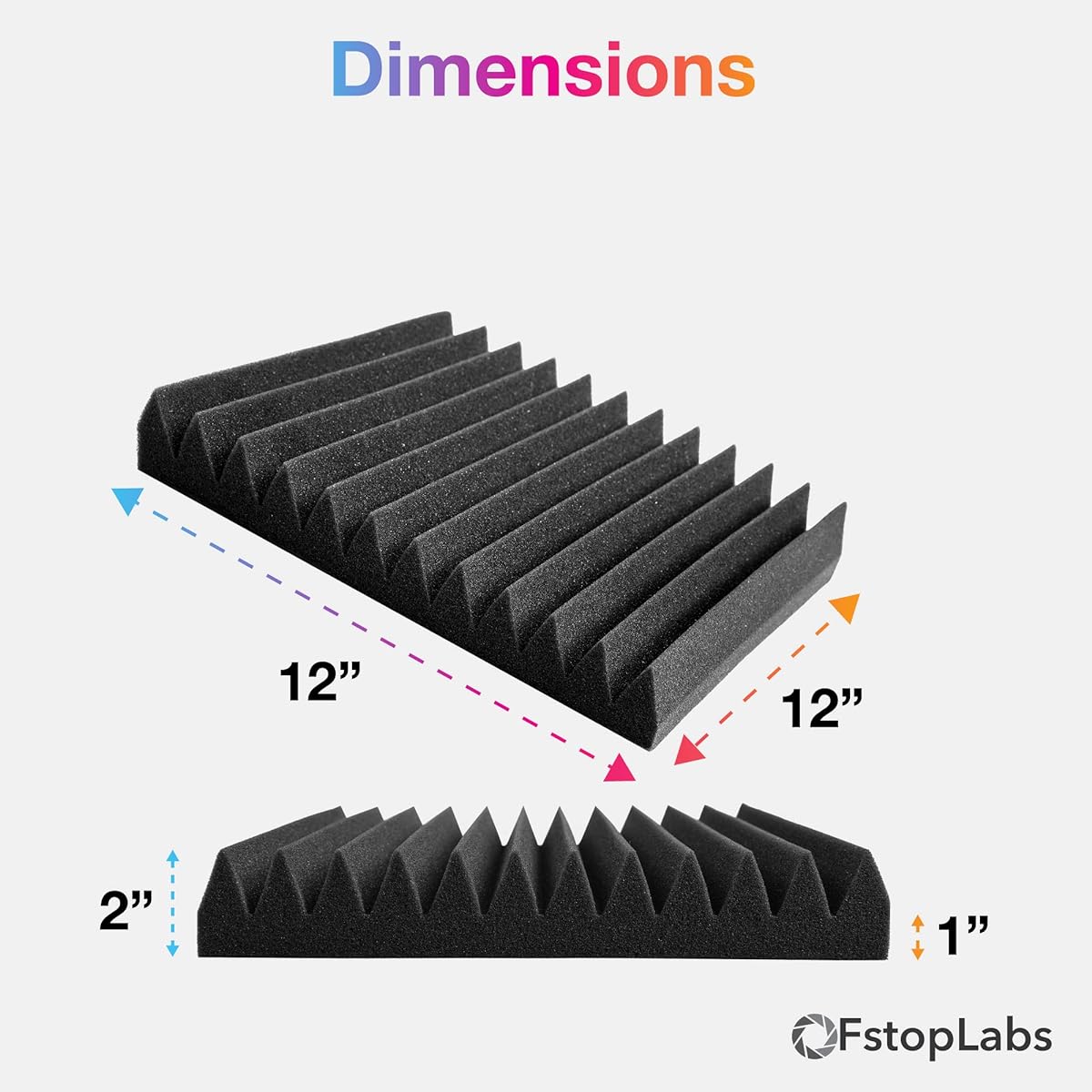 12 Pack Set Acoustic Panels 1" x 12" x 12" Acoustic Foam Panels Studio Wedge Tiles Sound Panels Wedges Soundproofing Sound Absorption