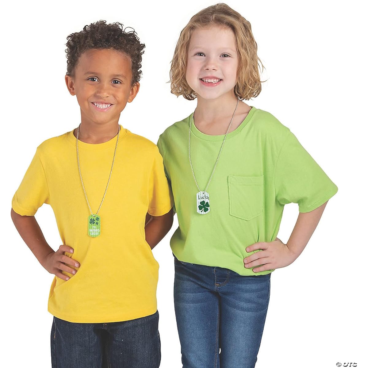 Fun Express St. Patrick's Day Dog Tag Necklaces, Set of 12, Party Supplies