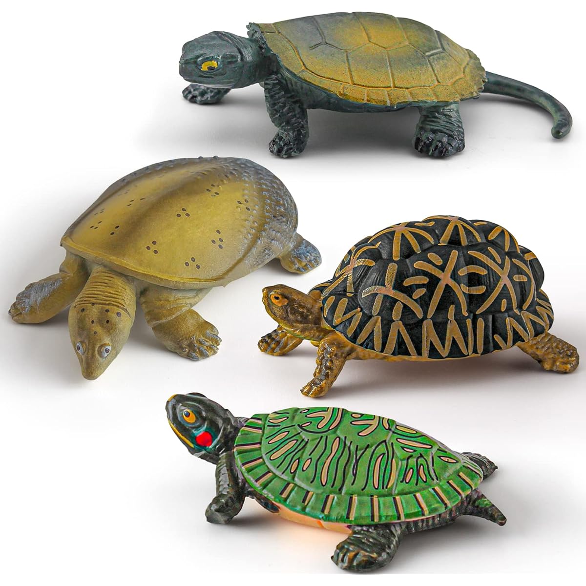 Box Turtle Toys for Kids - 4 Pieces Small Land Turtle Figurines - Realistic Turtle Figurines - Plastic Turtle Toys for Party and Favor Decoration - Turtle Collection
