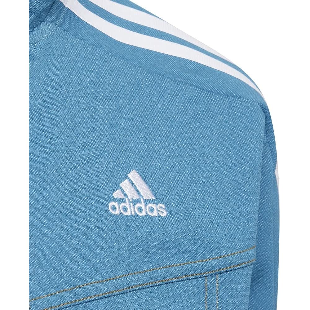[Adidas] Jersey Top Kids Denim All Over Print Double Knit Warm Up Track Top DKH15