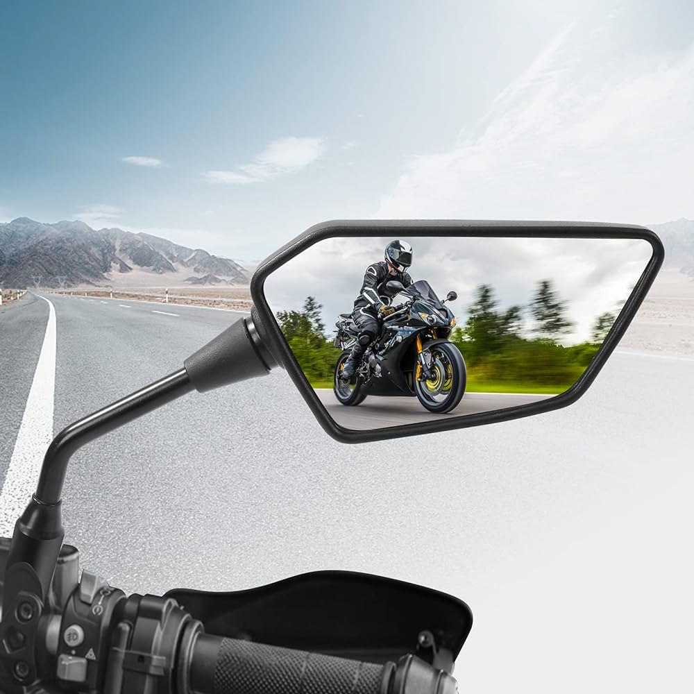 Esploratori ATV Mirror Side Rearview Mirror for Motorcycle ATV Scooter Cruiser 8mm 10mm Bolt 7/8 Inch Handlebar Mount Clamp Compatible with Suzuki Yamaha Honda Kawasaki Victory etc.
