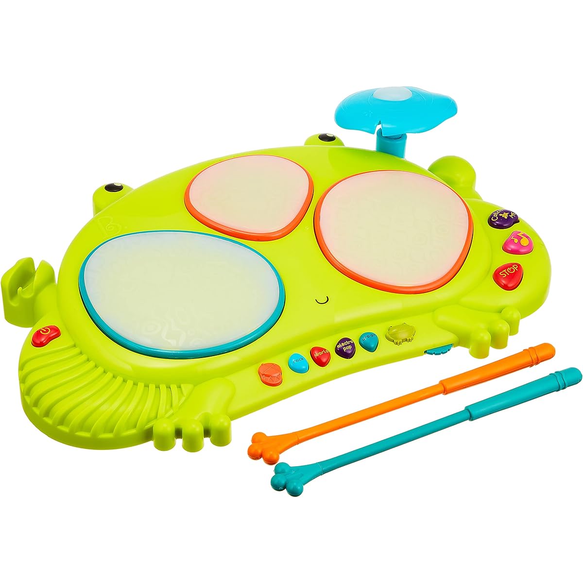 B. Toys Electronic Drum Toy Frog Kids Drum with Microphone Musical Instrument Toy Ages 2 and Up Authentic