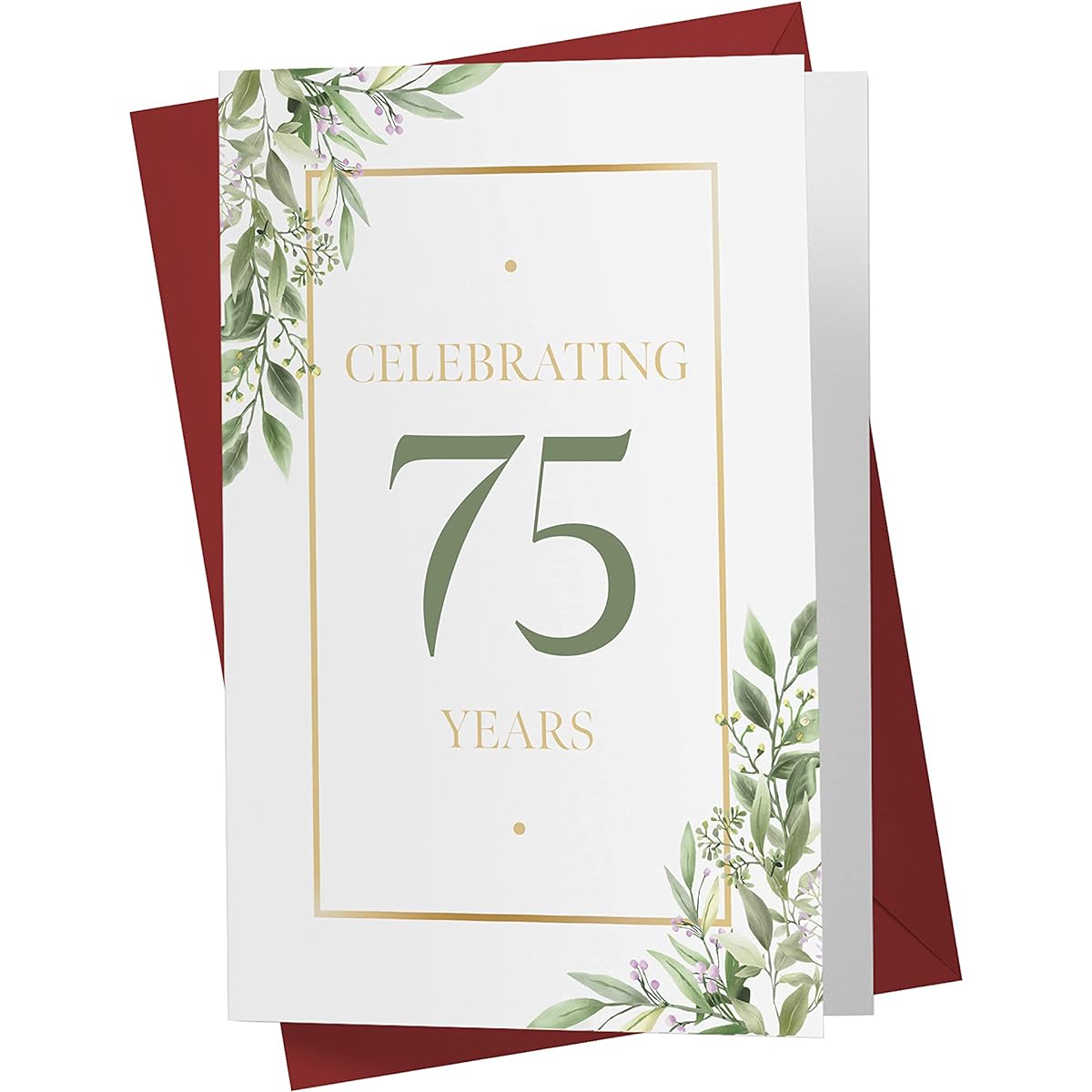 75th Birthday Card - Eucalyptus 75th Anniversary Card for Sister/Mother/Grandmother/Aunt/Wife/Girlfriend - 75th Birthday Card - 75th Birthday Card - Includes Envelope