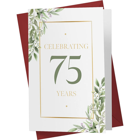75th Birthday Card - Eucalyptus 75th Anniversary Card for Sister/Mother/Grandmother/Aunt/Wife/Girlfriend - 75th Birthday Card - 75th Birthday Card - Includes Envelope