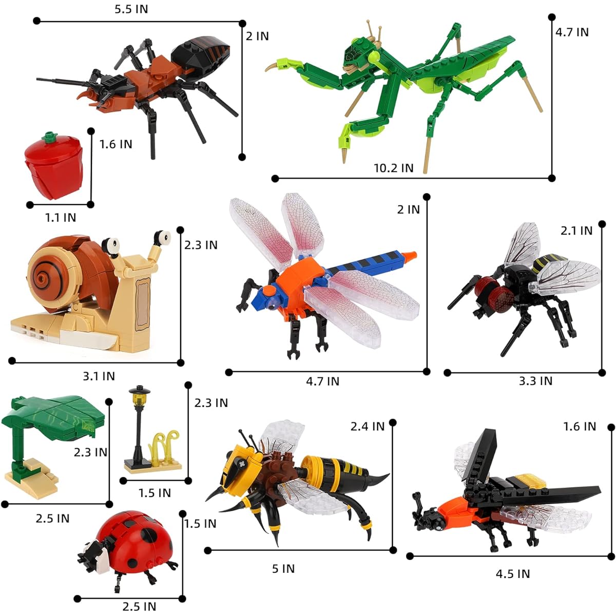 OQMI Animal Building Blocks Set, 8 Different Insect Toy Pictures, Great for Kids Easter Party Gifts, Carnival Prizes, Birthday Gifts (750 Pieces)