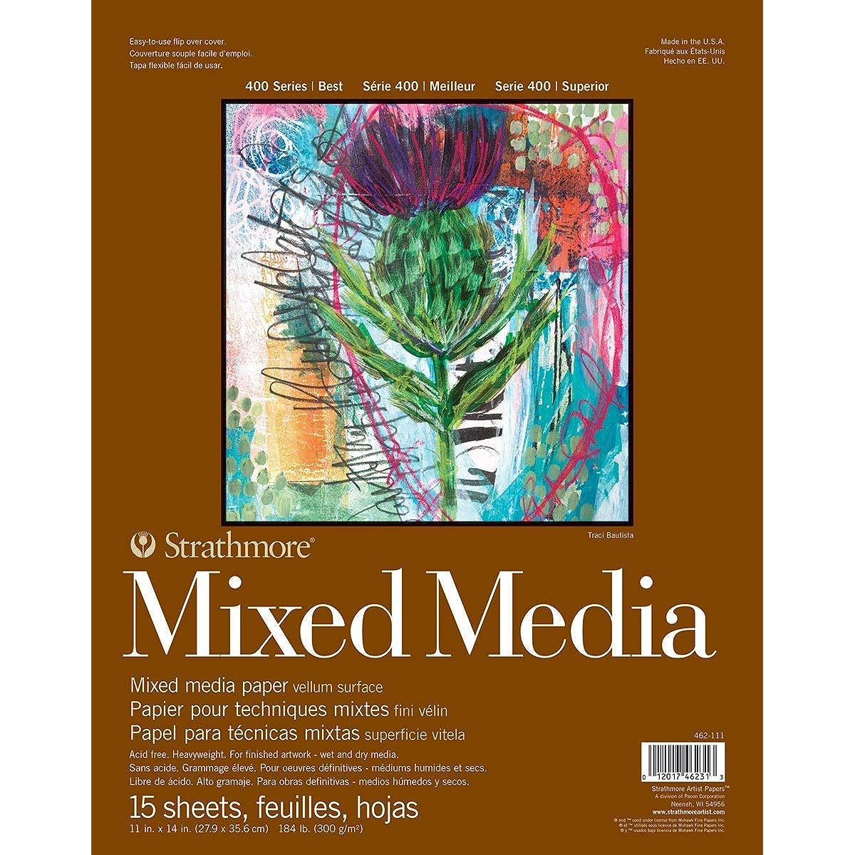 Strathmore 462-111 400 Series Mixed Media Pads 11"x14" Adhesive Bound 15 Sheets 2 Pack