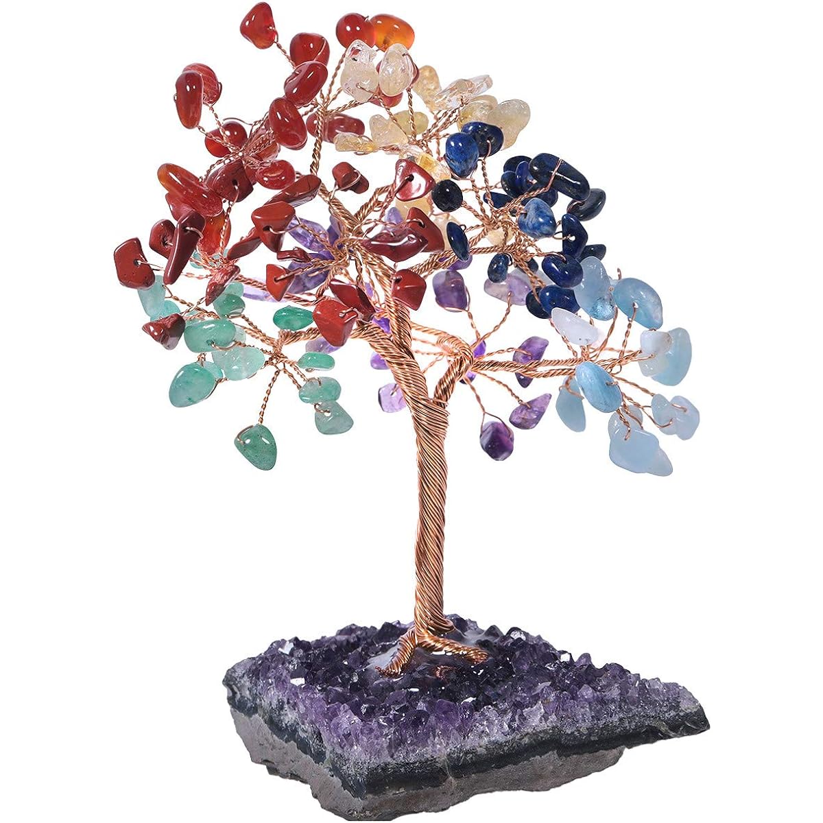 mookaitedecor 7 Chakra Crystal Tree Amethyst Cluster Crystal Base Money Tree Home Decoration Reiki Wealth Luck Feng Shui