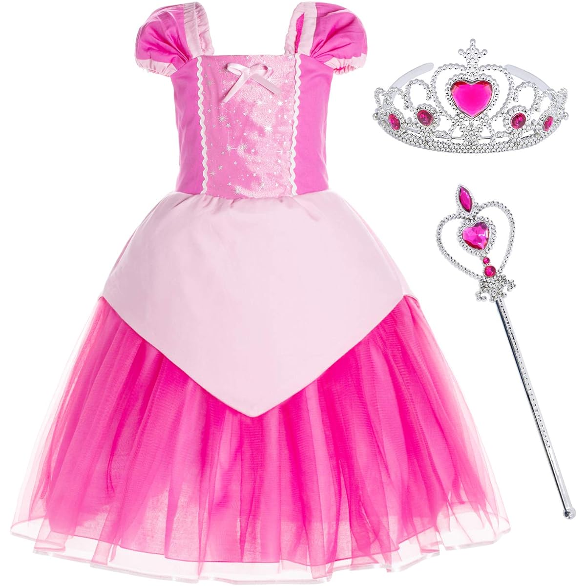 Party Chili Princess Costume for Little Girls Birthday Dress Up 2T-6T US Size: 2-3T Color: Pink