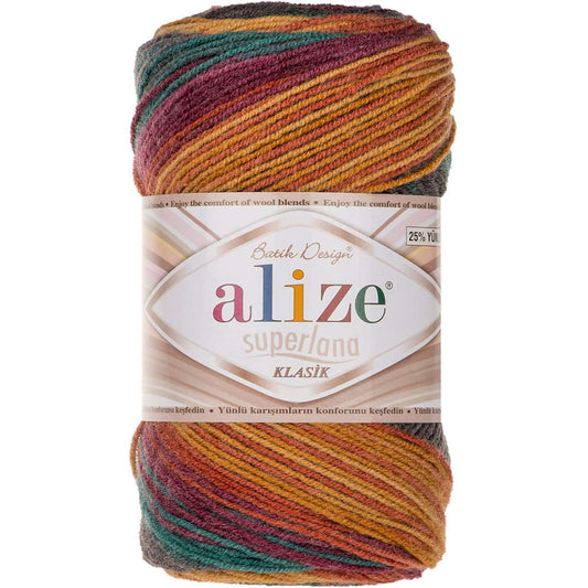 Rainbow Alize Superlana Batik Double Knit 5x100g Shade 4276