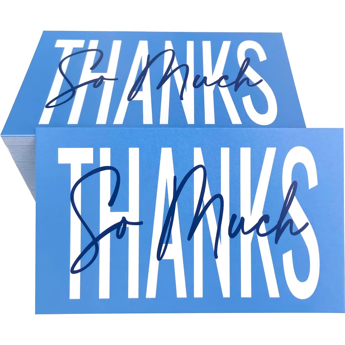 RXBC2011 Thanks so much cards, Thank you cards for any occasion, packaging inserts for online business, pack of 100, blue