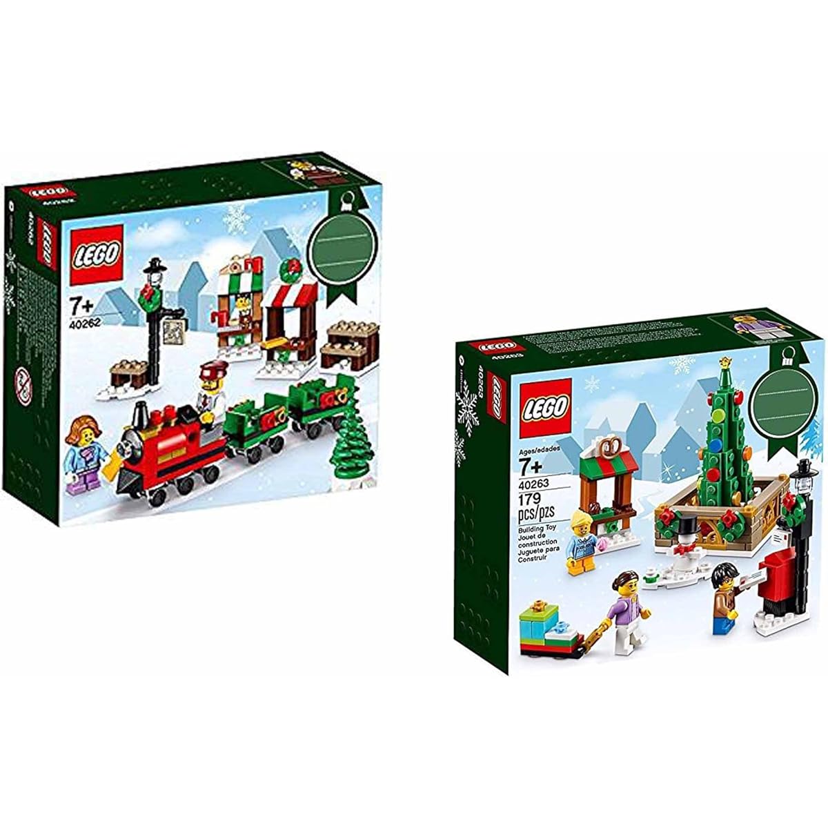 Two Christmas sets: LEGO 40262 Christmas Train Ride & 40263 Christmas Town Square