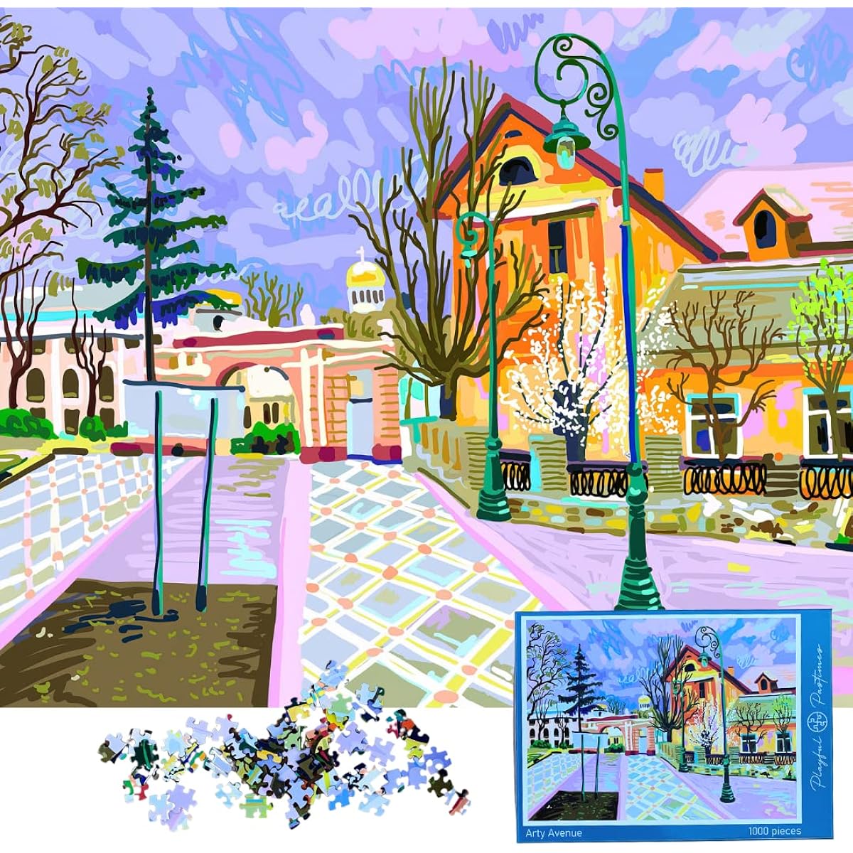Adult Jigsaw Puzzle by Playful Pastimes 1000 Premium Thick Pieces Arty Avenue by Ukrainian Artist Puzzle Dimensions 27 x 20 inches
