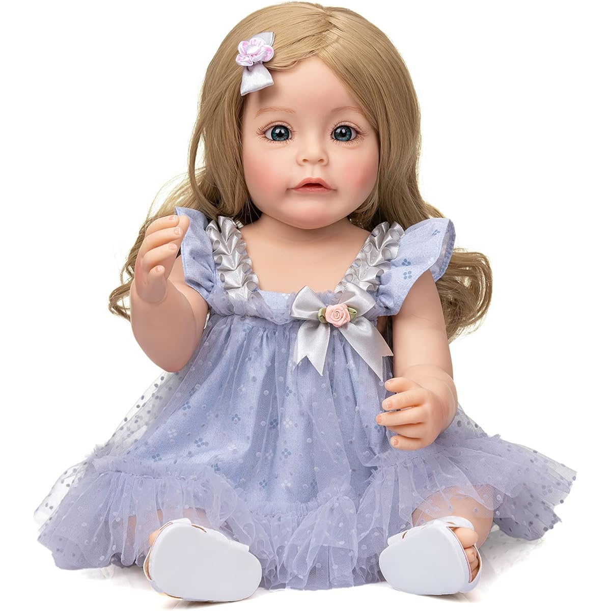 TERABITHIA 22" So Truly Full Body Silicone Vinyl Reborn Toddler Girl Doll Realistic Newborn Princess Soothing Detailed Paint Waterproof Toy for Girls Anatomically Correct Design
