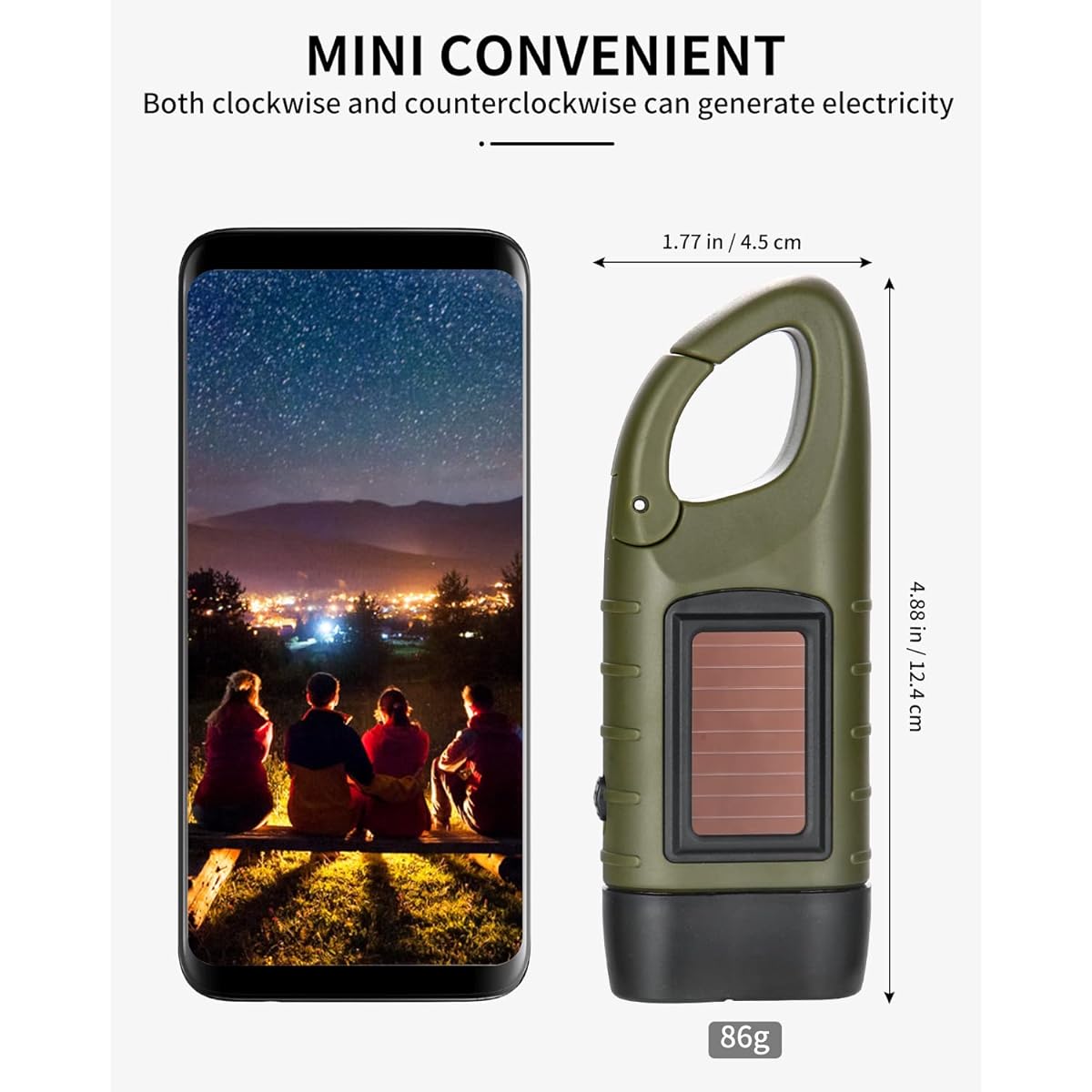 JOFLVA Led Flashlight, 3PCS Rechargeable Hand Crank Led Flashlight, Solar Flashlights, Mini Portable Flashlight Flashlight, for Camping, Outdoor, Climbing [Energy Class A+]