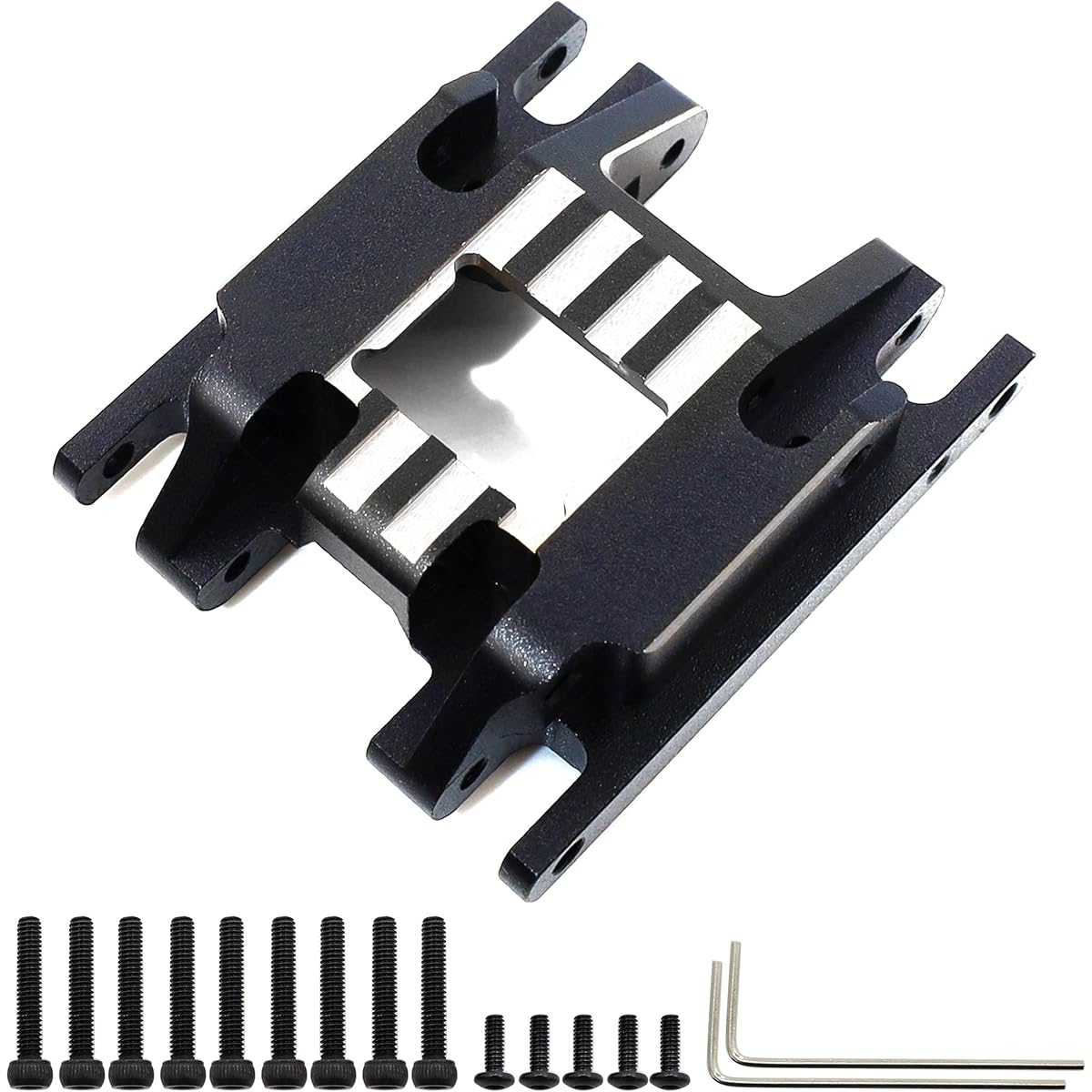 HOPLEX Skid Plate CNC Arium Transmission Mount for TRX4M 1/18 RC Crawler Car Upgrade Parts (Black Silver)