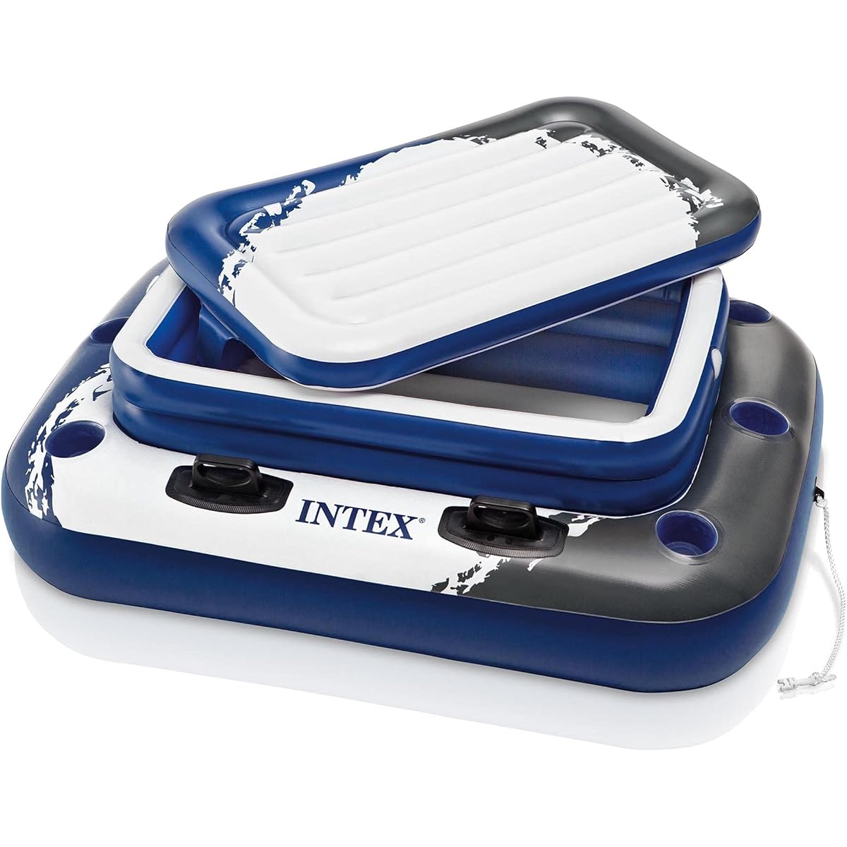 Intex Inflatable Mega Chill II 72 Can Cooler Float & 1 Person Floating Raft