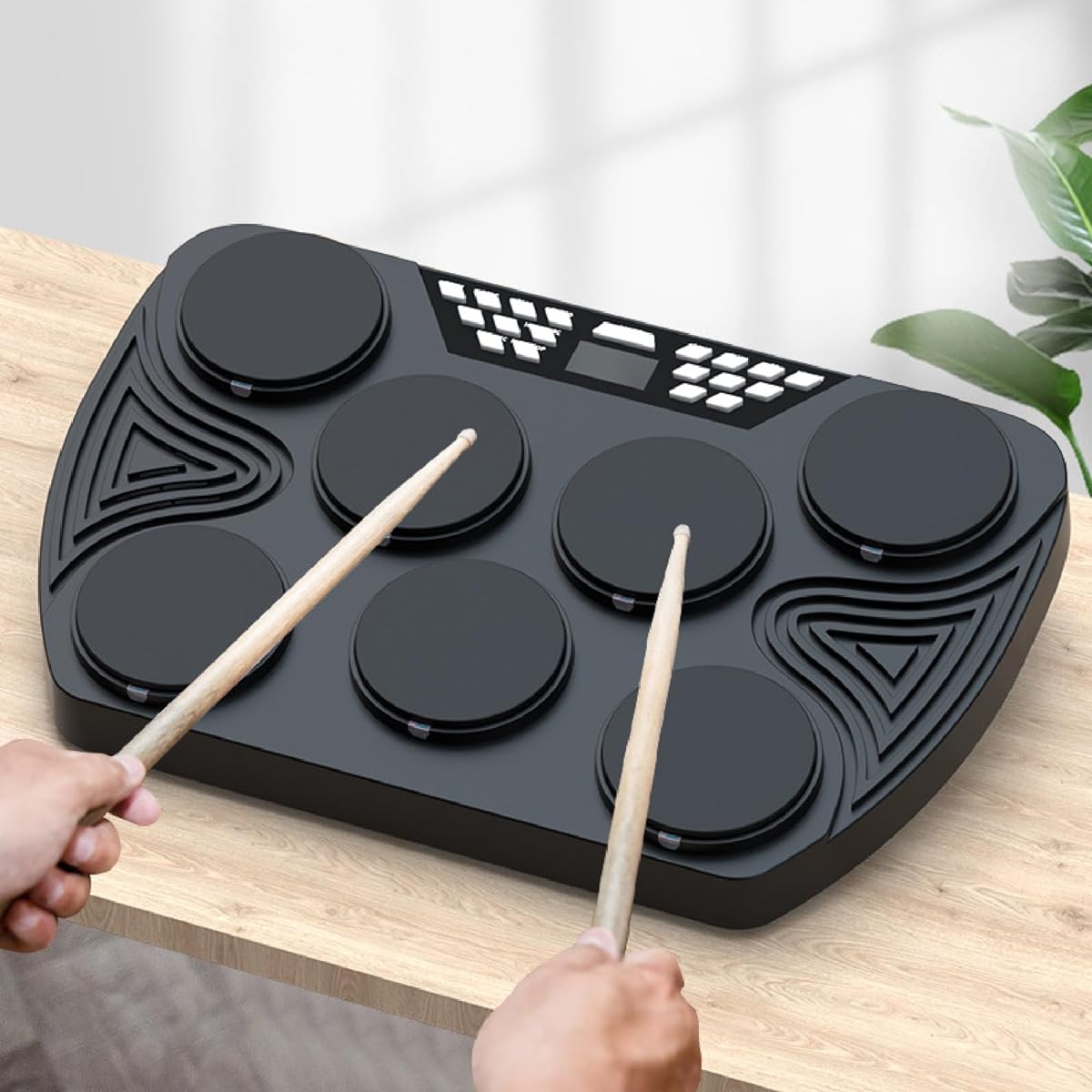 Electronic Drum Set, 7 Pad Electronic Drum Pad Roll-up Quiet Drum Pad Built-in Speaker, 2000 MAh Battery, Kids Holiday Christmas & Birthday Gift