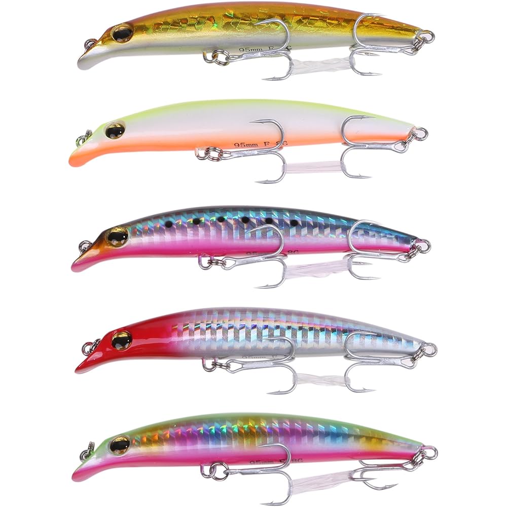 Seabass Floating Lipless Minnow Lure Flounder 95mm 8g Set of 5
