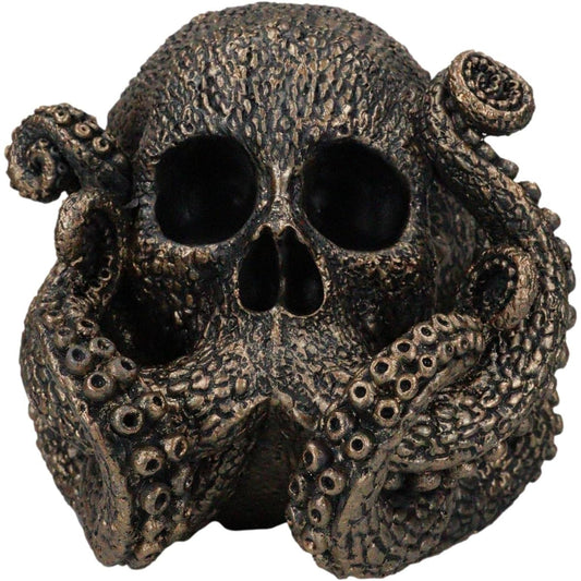 Ebros Gift Mythical Mythical Cthulhu Monster Octopus Tentacle Skull Figurine 7" Long Aquatic Alien Deep Ocean Sea Creature Legendary Kraken Decorative Skull Cranium Ozsally Macabre Accents