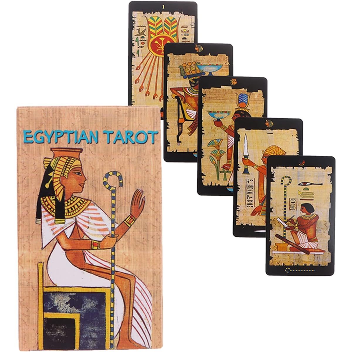 mrdiyshisha Egyptian Tarot Deck 78 Ancient Tarot Cards - Pocket Edition (Size: 4" x 2.36")