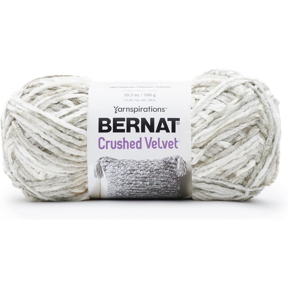 Bernat Crushed Velvet White Yarn - 300g/10.5oz 2 Pack - Polyester - 5 Bulk - 315 Yards - Knitting/Crochet