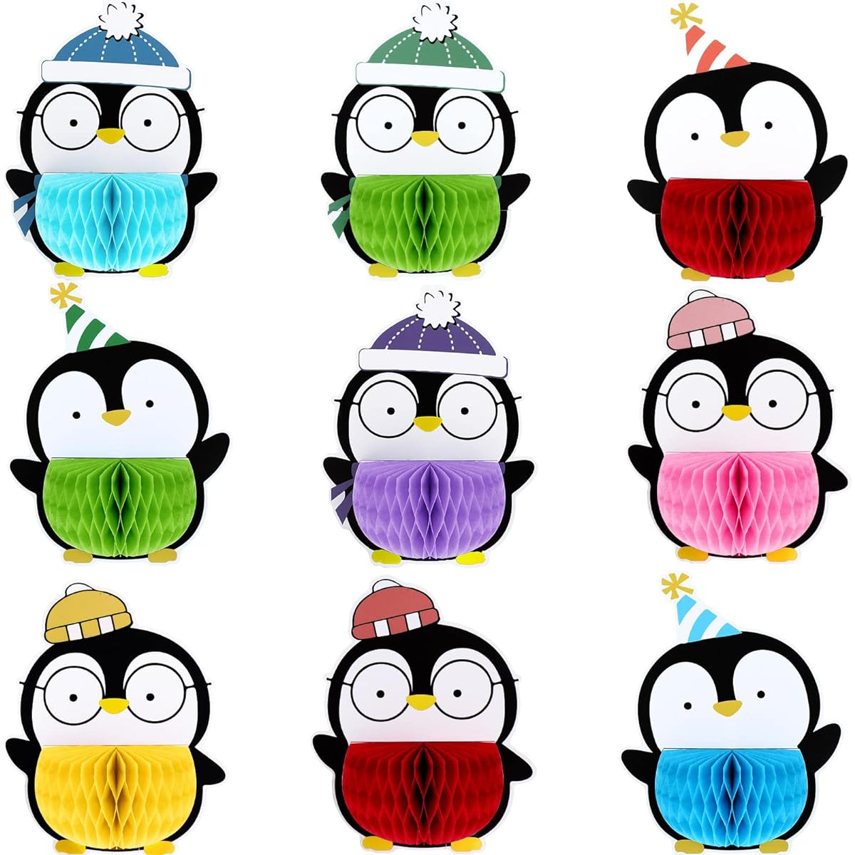 Penguin Honeycomb Centerpieces Penguin Birthday Decorations Party Table Centerpieces Honeycomb Table Toppers Winter Theme Baby Shower Birthday Party Supplies Arctic Polar Animal Decorations 9 Pieces