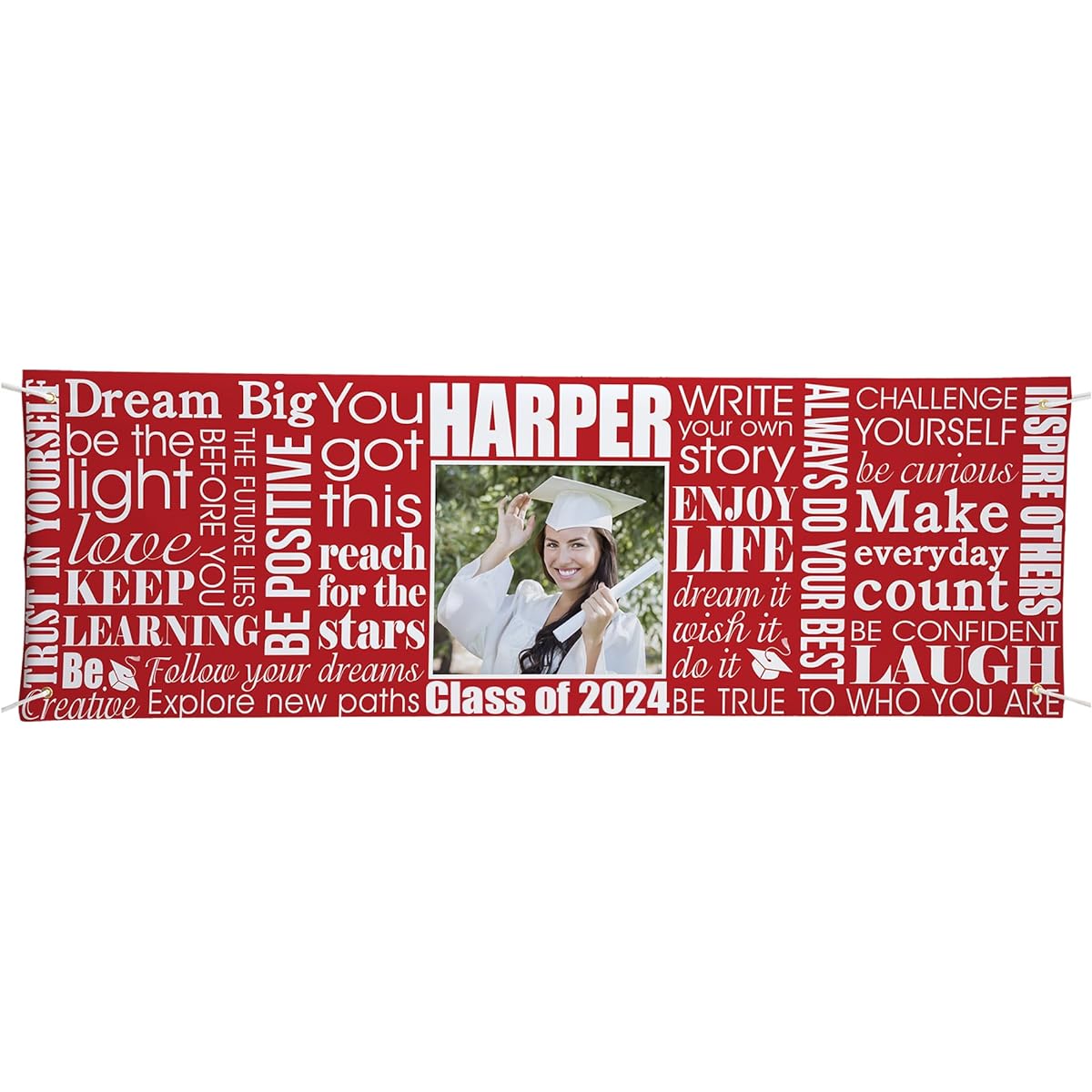 Let's Make Memories Personalized Graduation Photo Banner - Red - 2021 Class Banner - 6ft Dream Big Banner - Customize with Name, Year, and Photo