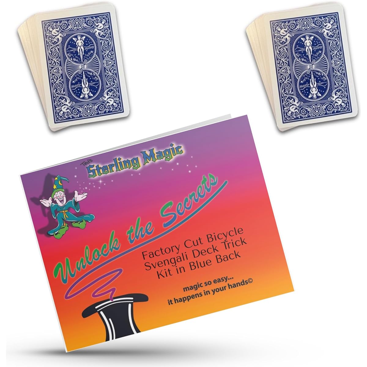 Ted's Sterling Magic Factory Cut Bicycle Svengali Deck Trick Kit Blue Back (Deluxe Edition)