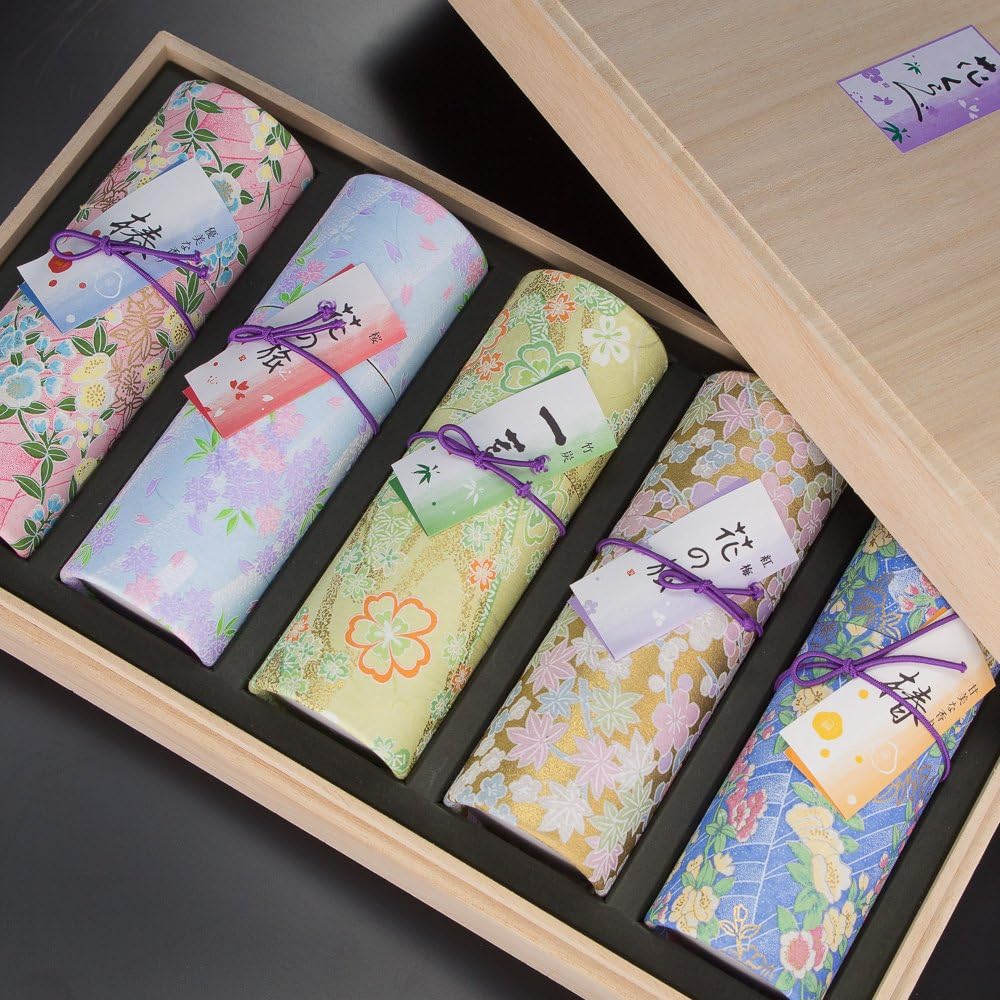 Okuno Seimeido Incense Sticks Set of 5 Flower Comparisons in Paulownia Box