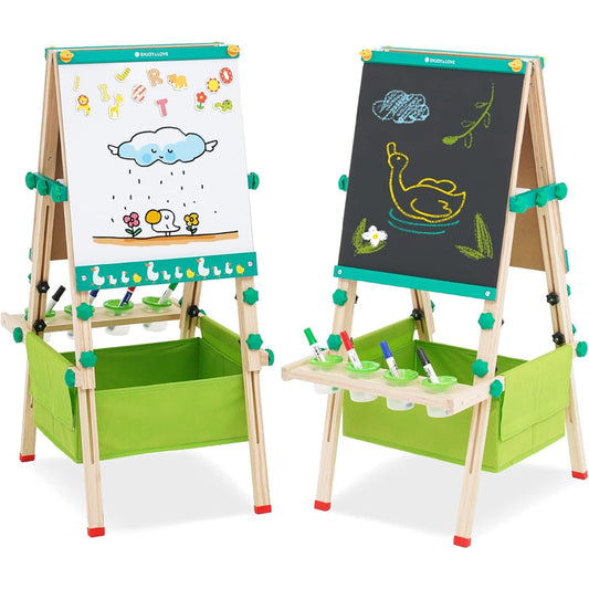 Easel for Kids Wooden Foldable Double Sided Art Easel for Toddlers